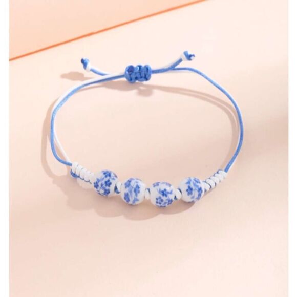 Floral Beaded Charm Rope Bracelet - Picture 1 of 6